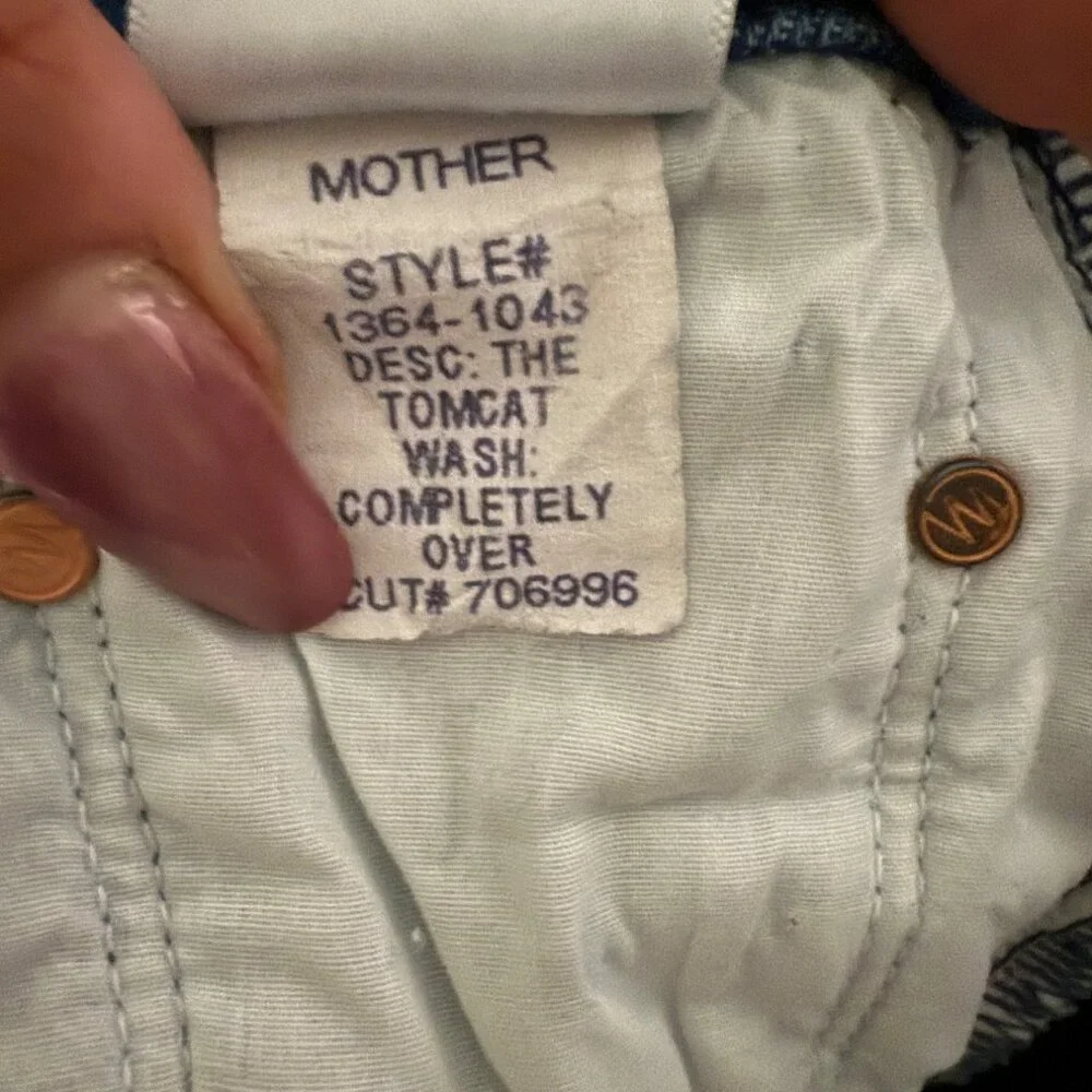 Mother The Tomcat High-Rise Distressed Jeans Size 28 Blue - Picture 7 of 8